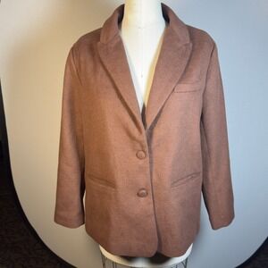Forever 21 Premium Label Brown Wool Blend Blazer Jacket - Size Large